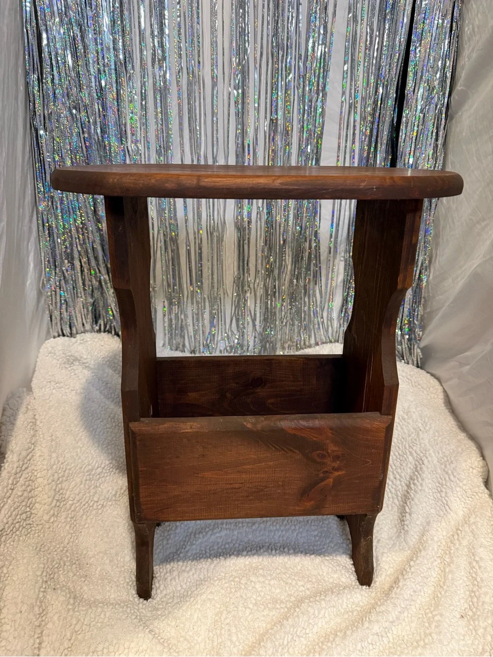 Rustic Wooden Side Table with Magazine Holder - Brown - Picture 7 of 12
